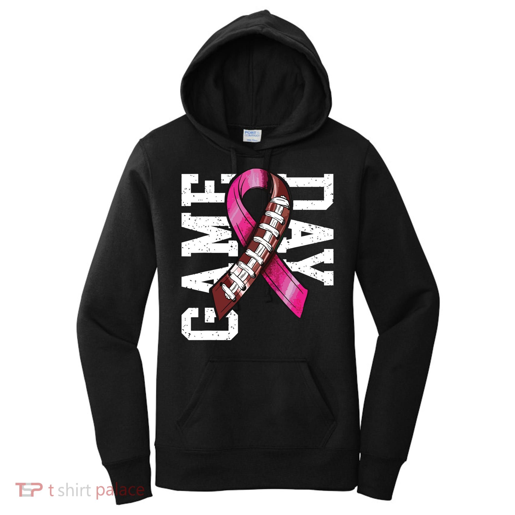 Game Day Breast Cancer Awareness Pink Football Ribbon Women's Hoodie