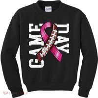 Game Day Breast Cancer Awareness Pink Football Ribbon Kids Sweatshirt thumb 0
