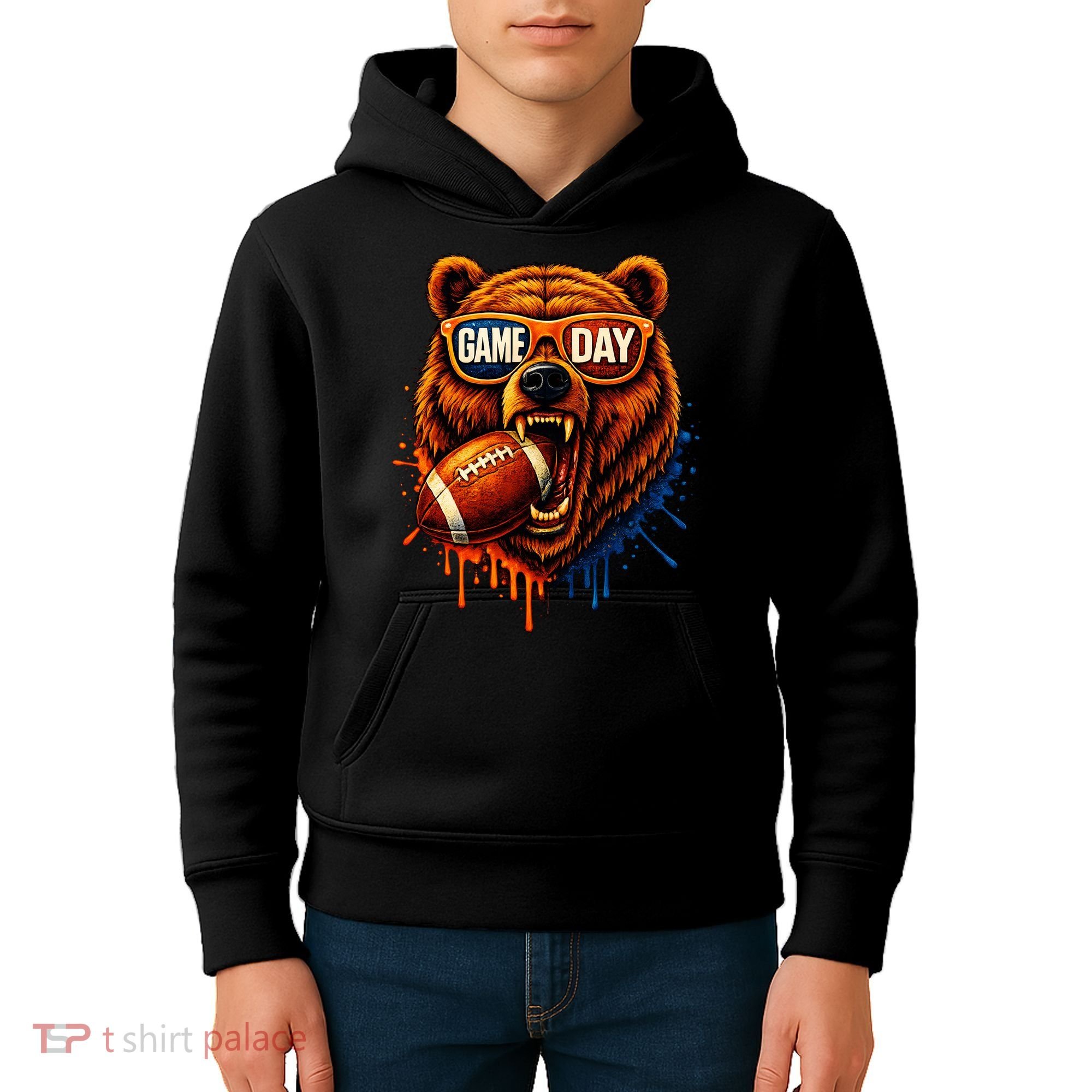 Game Day Bears Football Bear Kids Hoodie