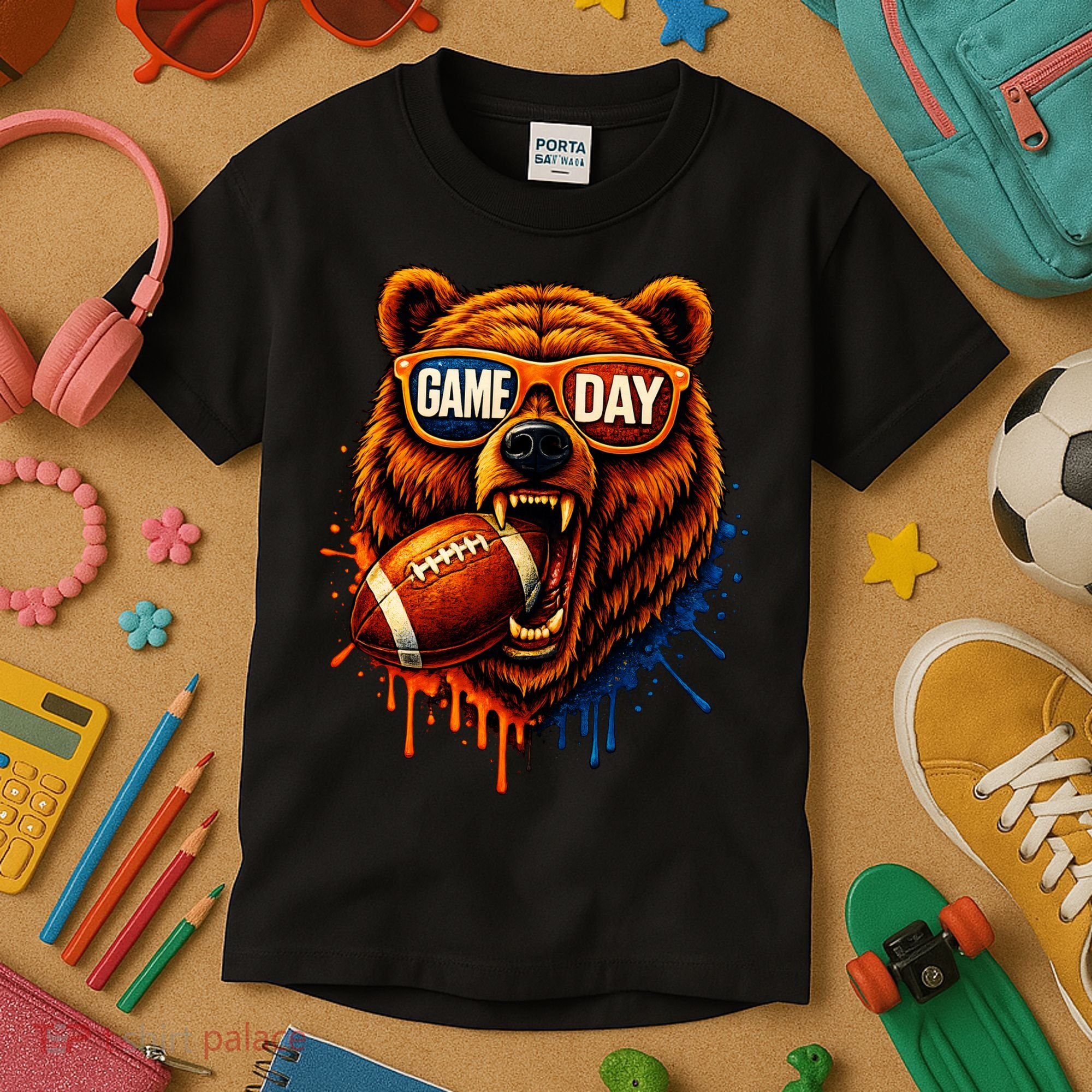 Game Day Bears Football Bear Kids T-Shirt