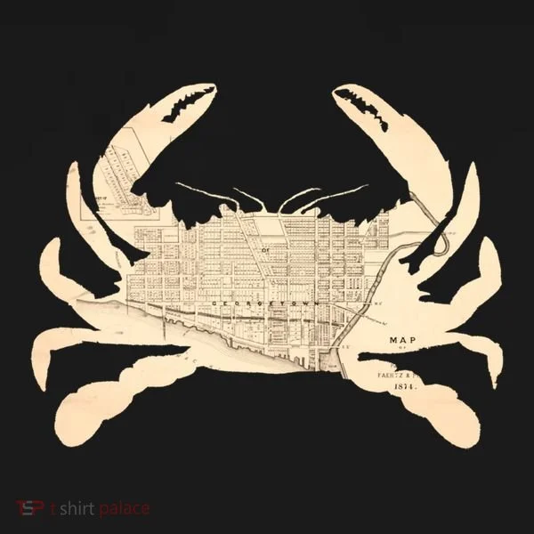 Georgetown Dc Blue Crab Silhouette Map Great Gift Bucket Hat