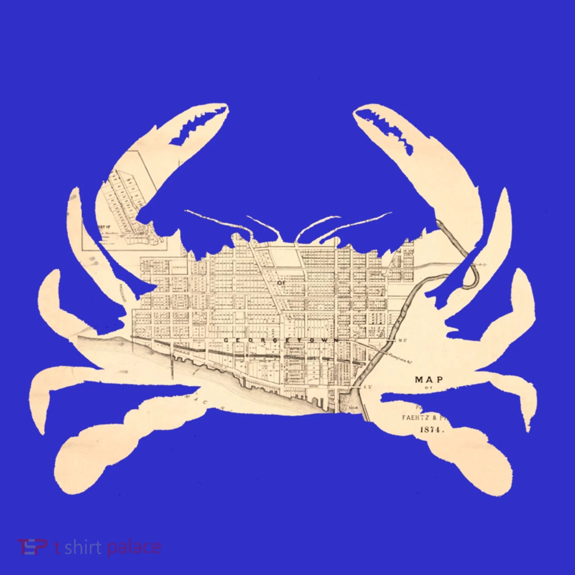 Georgetown Dc Blue Crab Silhouette Map Great Gift Tank Top