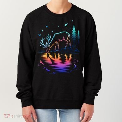 Glowing Deer By The Water: Nature Lover's Women's Sweatshirt