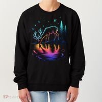 Glowing Deer By The Water: Nature Lover's Women's Sweatshirt thumb 0