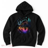 Glowing Deer By The Water: Nature Lover's Hoodie thumb 0