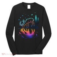 Glowing Deer By The Water: Nature Lover's Long Sleeve Shirt thumb 0