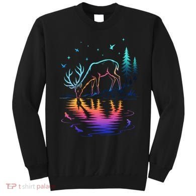 Glowing Deer By The Water: Nature Lover's Sweatshirt