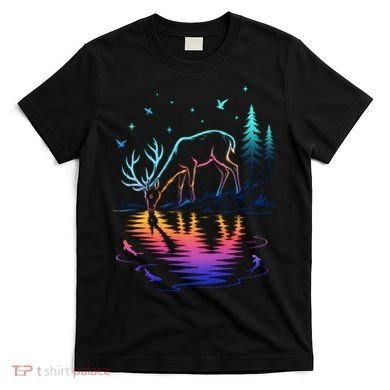 Glowing Deer By The Water: Nature Lover's T-Shirt