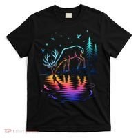 Glowing Deer By The Water: Nature Lover's T-Shirt thumb 0