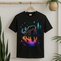 Glowing Deer By The Water: Nature Lover's T-Shirt thumb 2