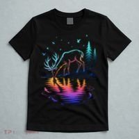 Glowing Deer By The Water: Nature Lover's T-Shirt thumb 5