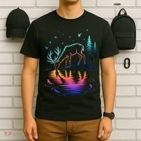 Glowing Deer By The Water: Nature Lover's T-Shirt thumb 6