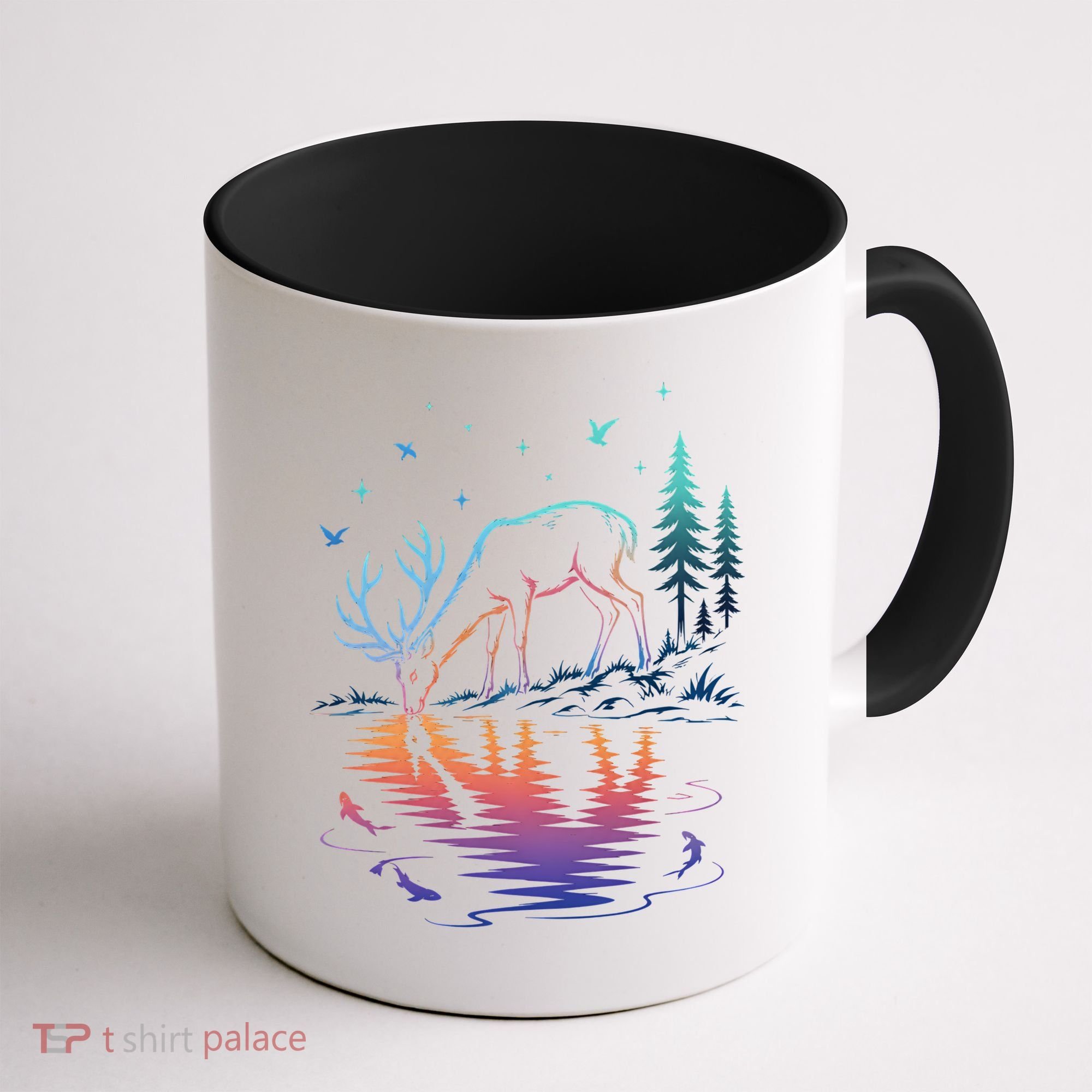 Glowing Deer By The Water: Nature Lover's Coffee Mug