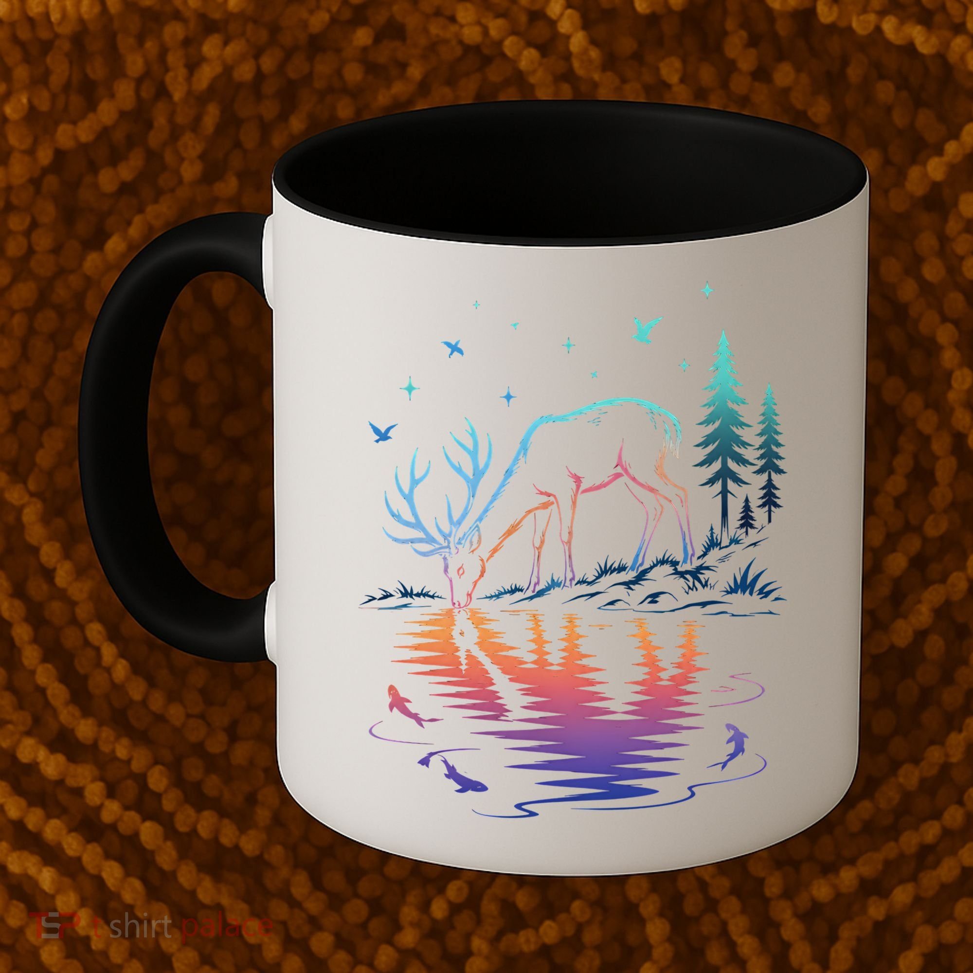 Glowing Deer By The Water: Nature Lover's Coffee Mug