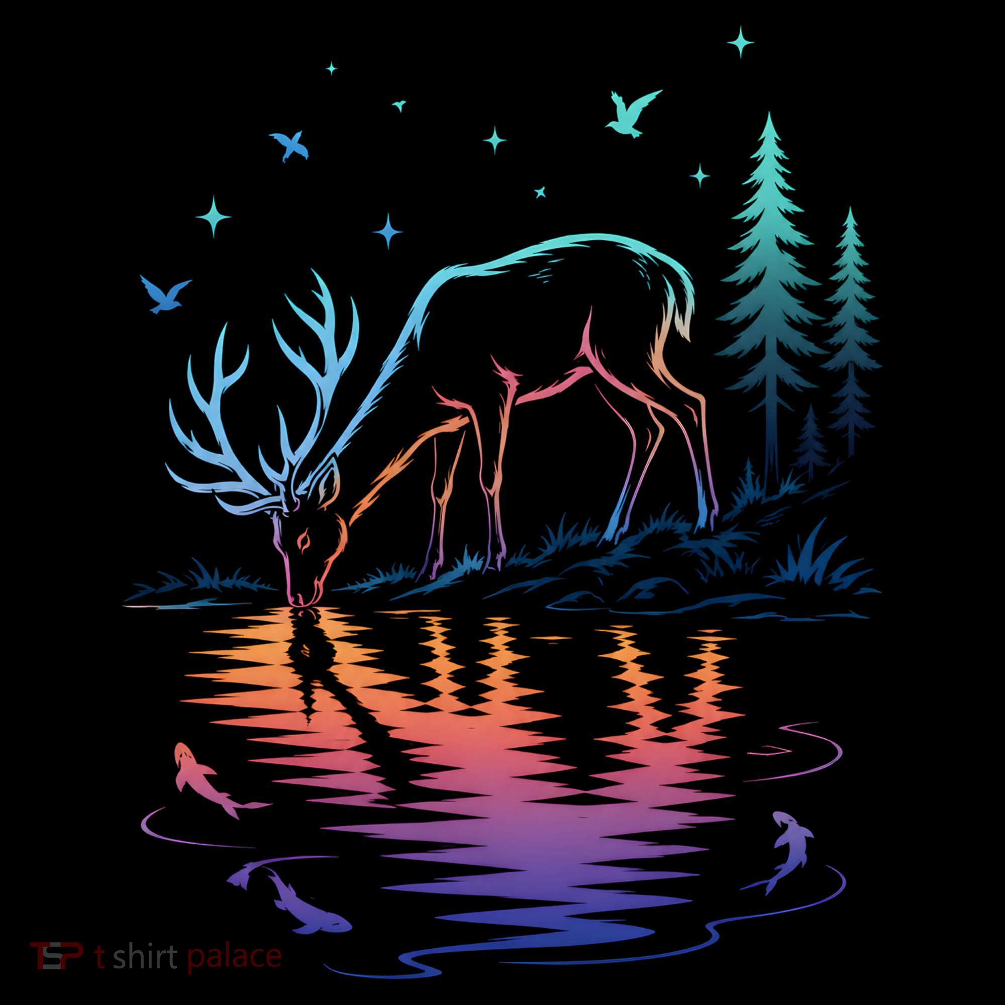 Glowing Deer By The Water: Nature Lover's Coffee Mug