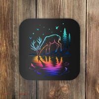 Glowing Deer By The Water: Nature Lover's Coaster thumb 0