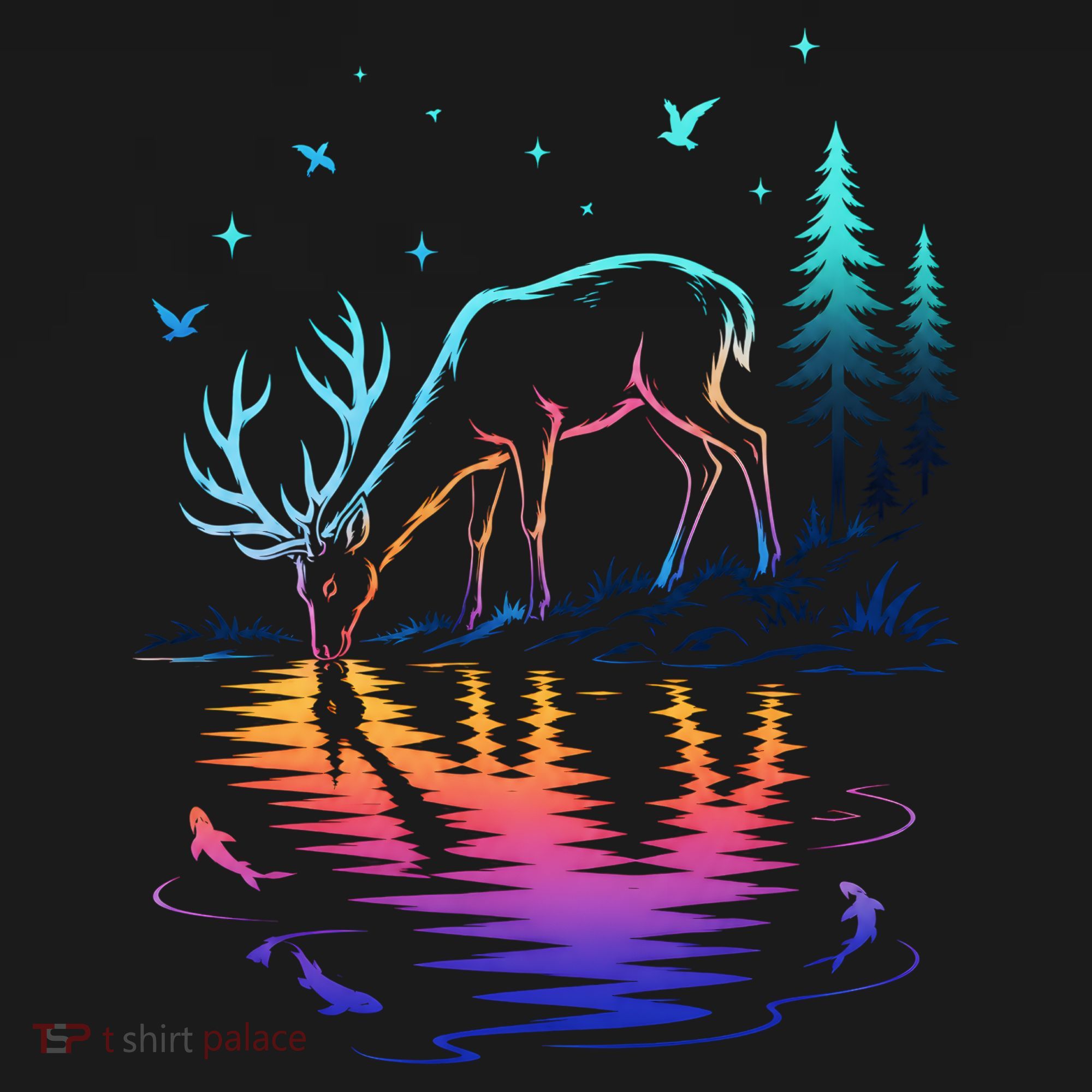 Glowing Deer By The Water: Nature Lover's Pajama Set