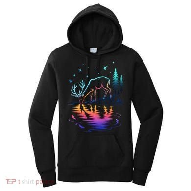 Glowing Deer By The Water: Nature Lover's Women's Hoodie