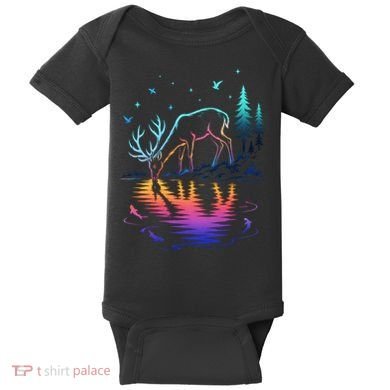 Glowing Deer By The Water: Nature Lover's Baby Bodysuit