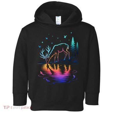 Glowing Deer By The Water: Nature Lover's Toddler Hoodie