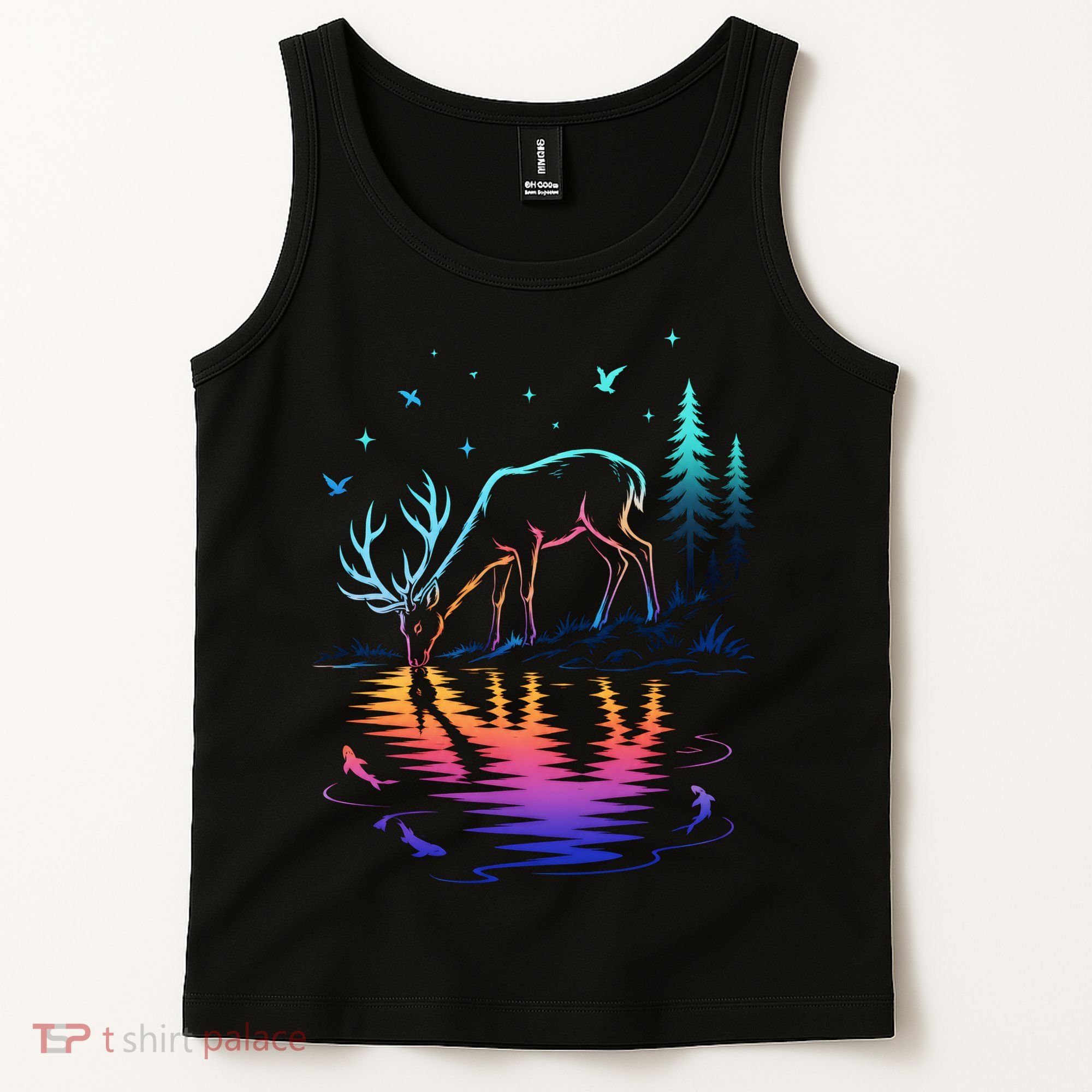 Glowing Deer By The Water: Nature Lover's Tank Top