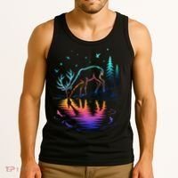 Glowing Deer By The Water: Nature Lover's Tank Top thumb 3