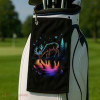 Glowing Deer By The Water: Nature Lover's Golf Towel thumb 2