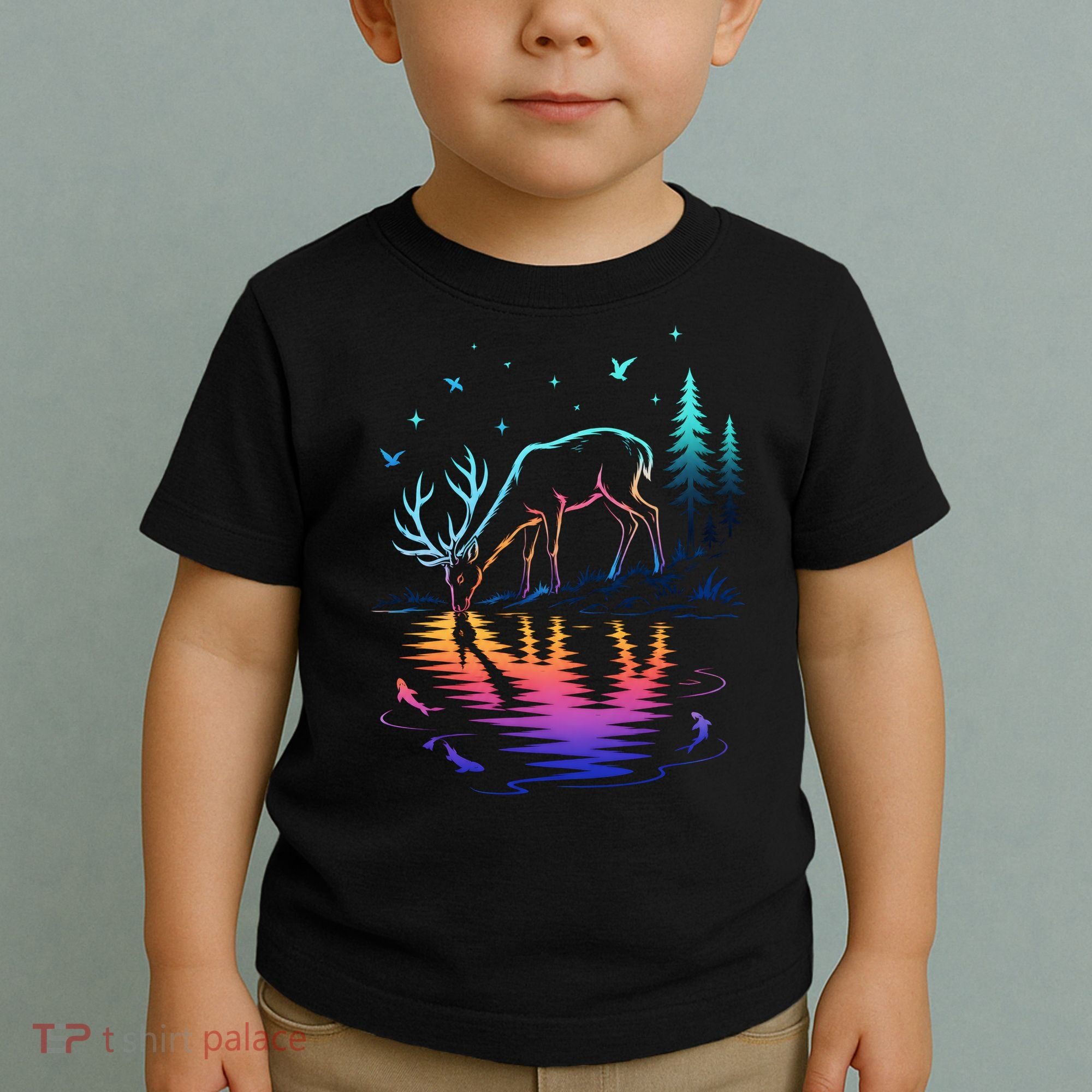 Glowing Deer By The Water: Nature Lover's Toddler T-Shirt