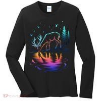 Glowing Deer By The Water: Nature Lover's Women's Long Sleeve Shirt thumb 0