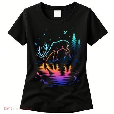 Glowing Deer By The Water: Nature Lover's Women's T-Shirt