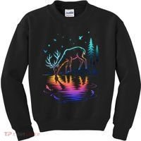 Glowing Deer By The Water: Nature Lover's Kids Sweatshirt thumb 0