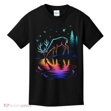 Glowing Deer By The Water: Nature Lover's Kids T-Shirt