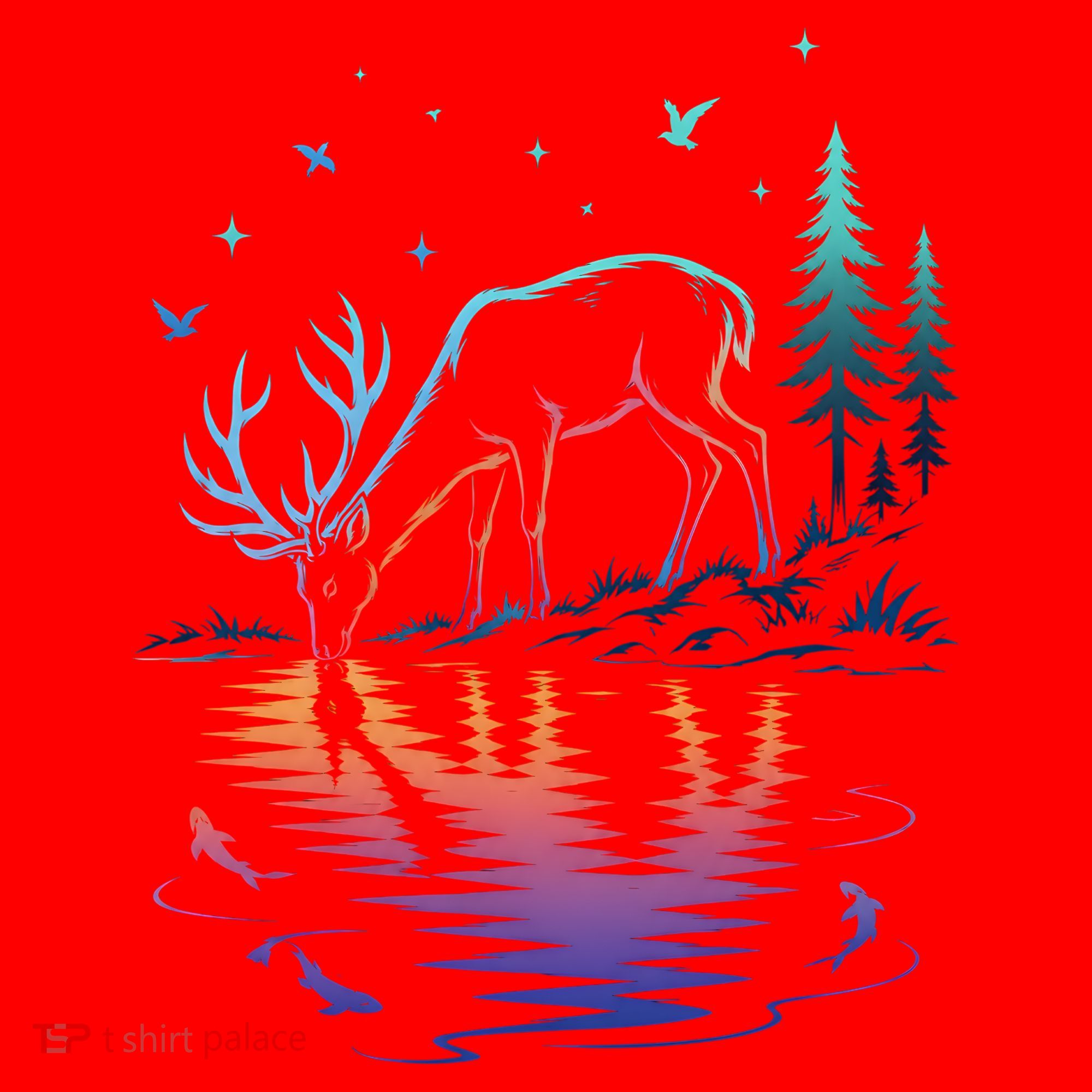 Glowing Deer By The Water: Nature Lover's Santa Hat