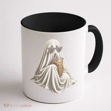 Ghost Drinking Coffee Coffee Mug back
