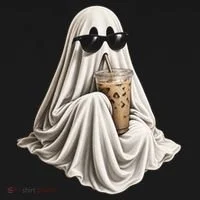 Ghost Drinking Coffee Coaster thumb 2