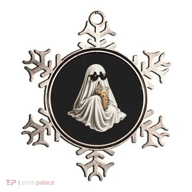 Ghost Drinking Coffee Ornament