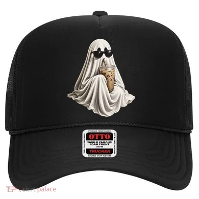 Ghost Drinking Coffee Hat