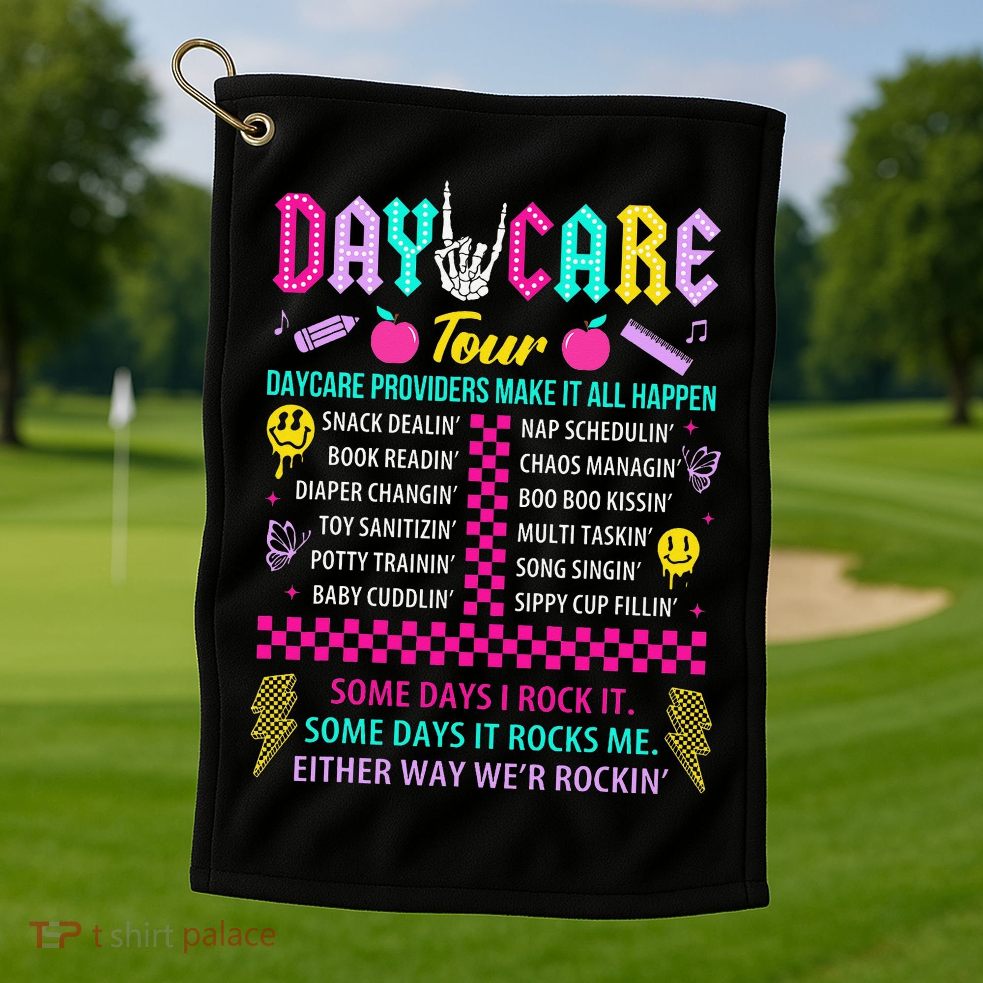 Groovy Day Care Some Days I Rock It Day Care Teacher Life Golf Towel