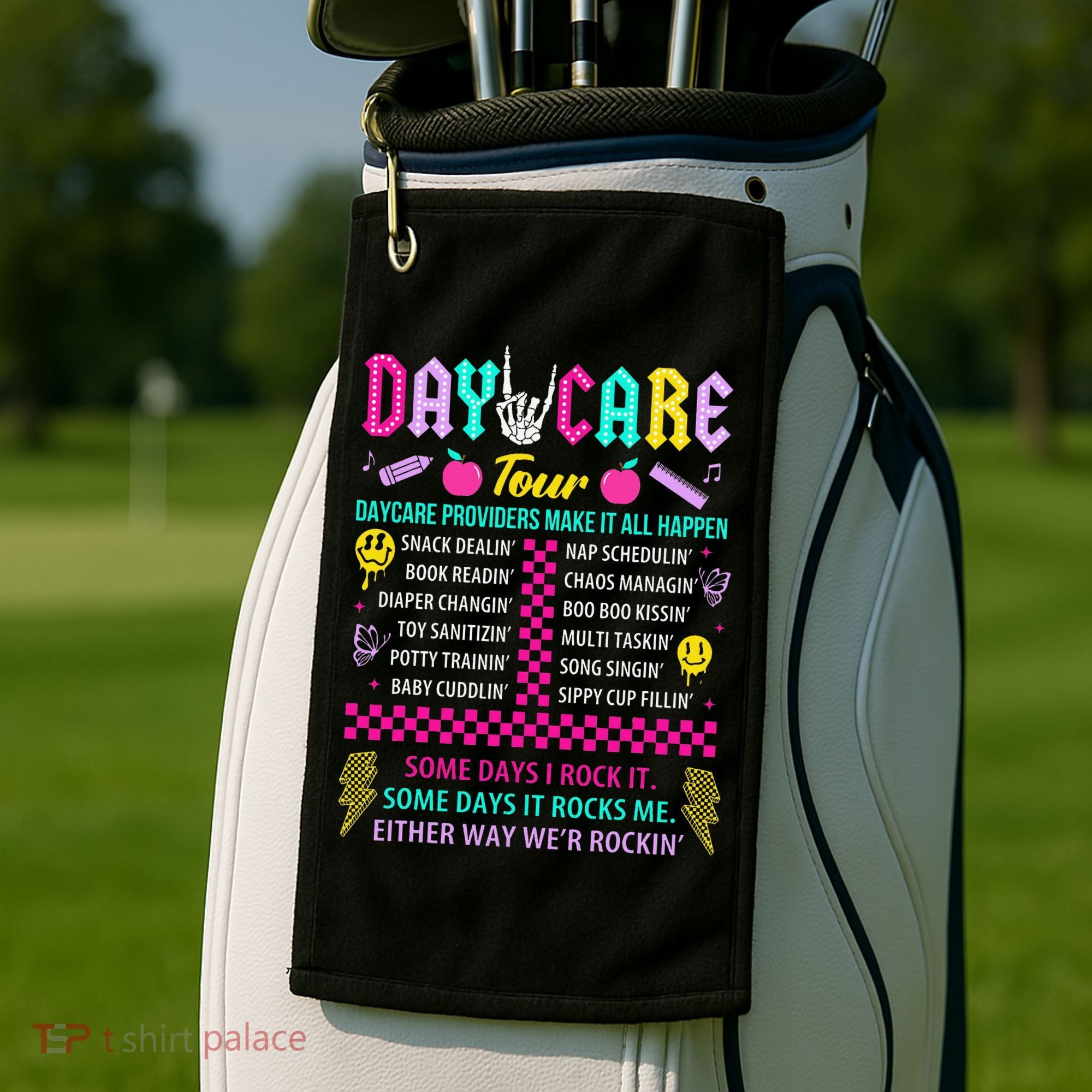 Groovy Day Care Some Days I Rock It Day Care Teacher Life Golf Towel