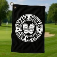 Garage Drinker Club Member Day Drinking Dad Beer Golf Towel thumb 1