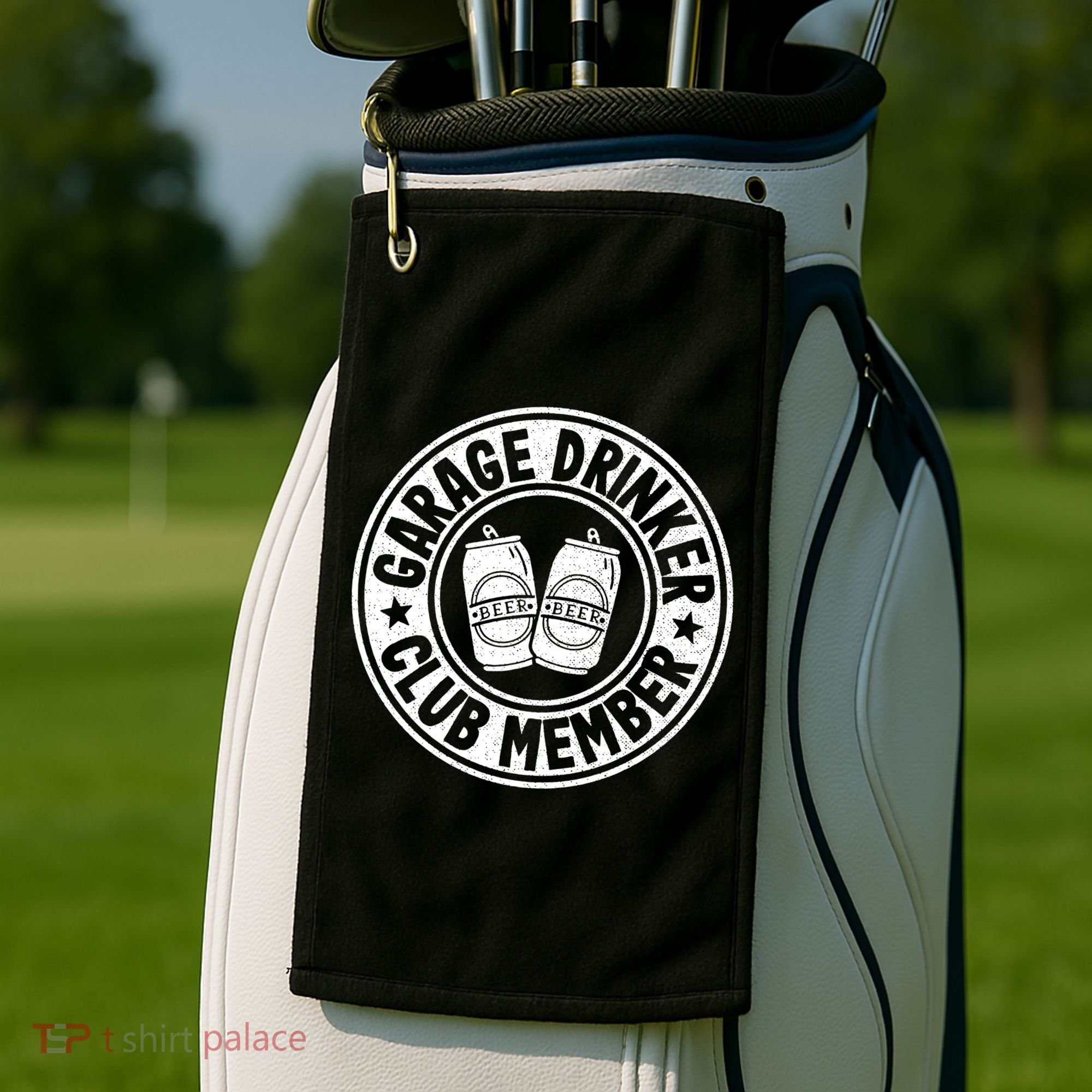 Garage Drinker Club Member Day Drinking Dad Beer Golf Towel