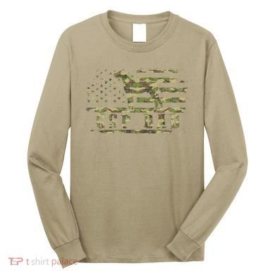 Gsp Dad Camo American Flag German Shorthaired Pointer Dog Long Sleeve Shirt