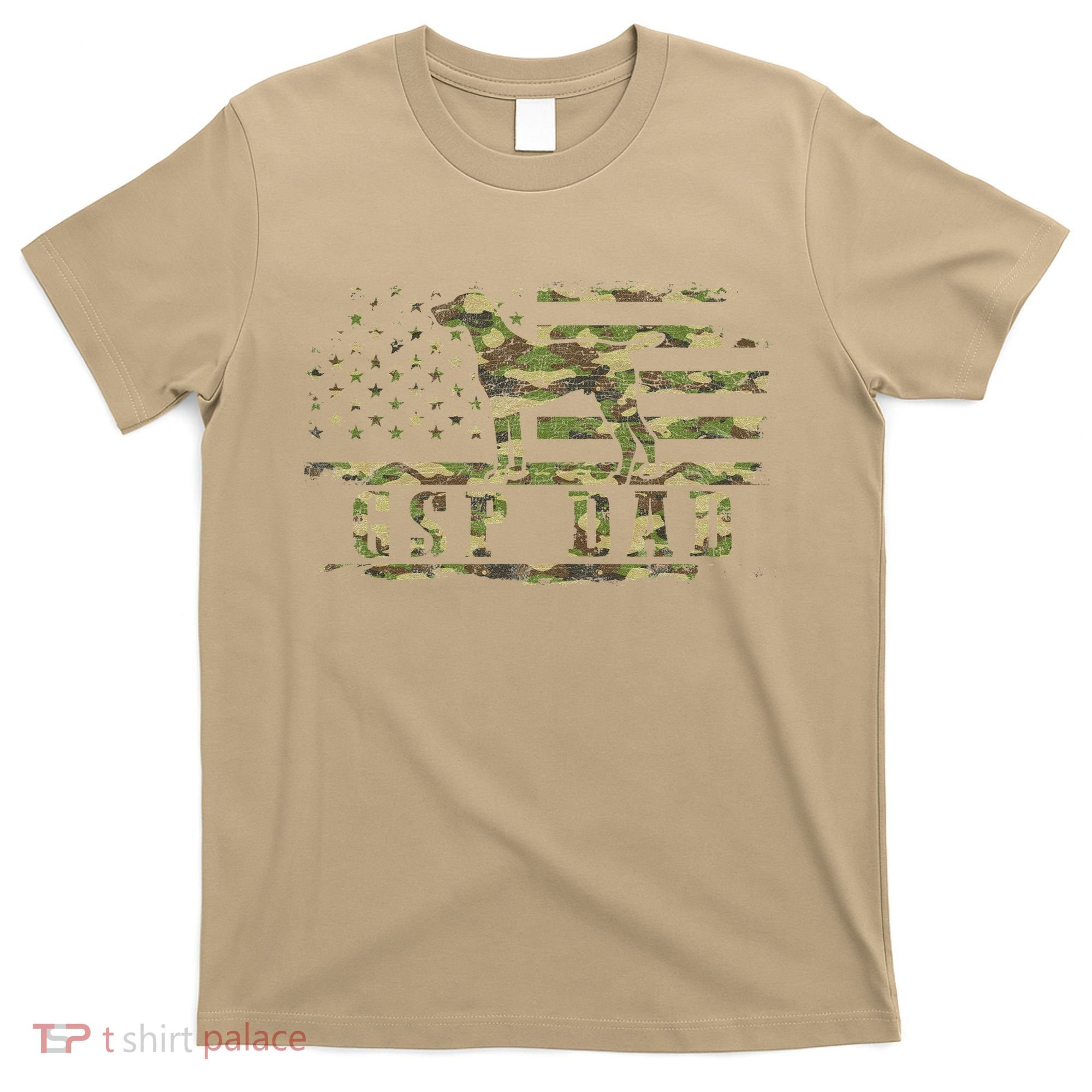 Gsp Dad Camo American Flag German Shorthaired Pointer Dog T-Shirt