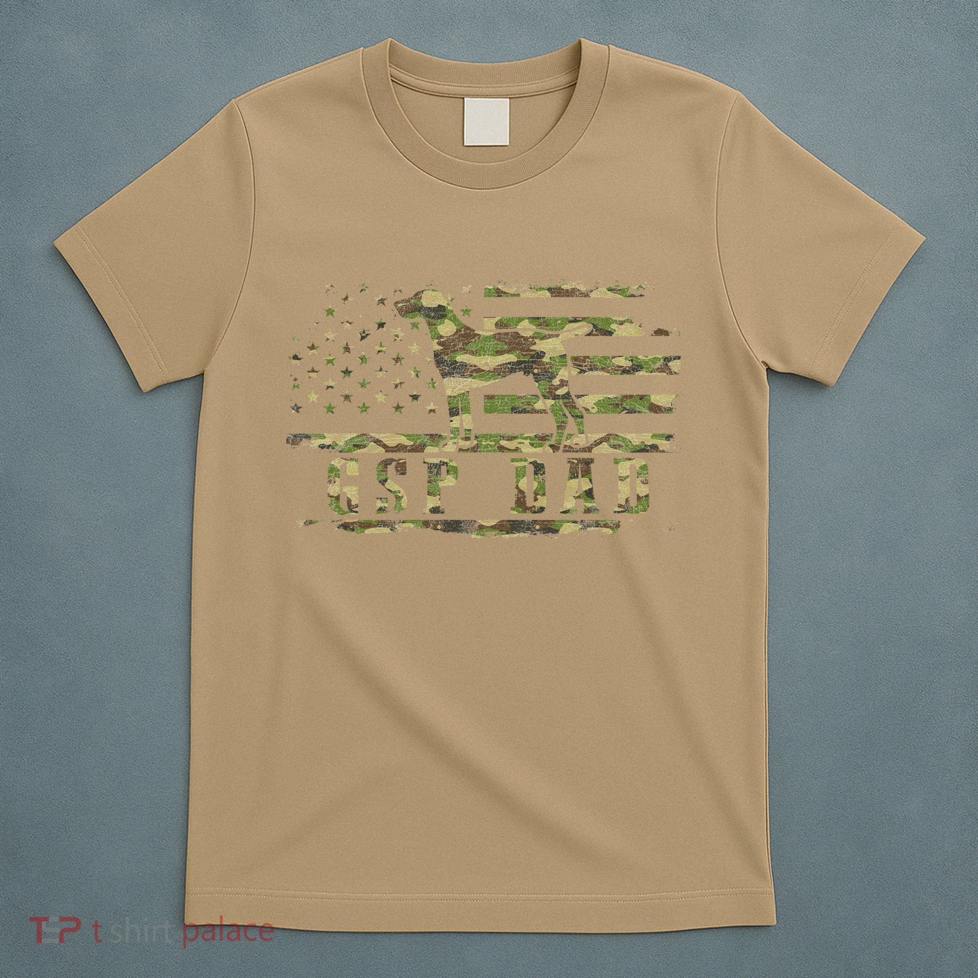 Gsp Dad Camo American Flag German Shorthaired Pointer Dog T-Shirt