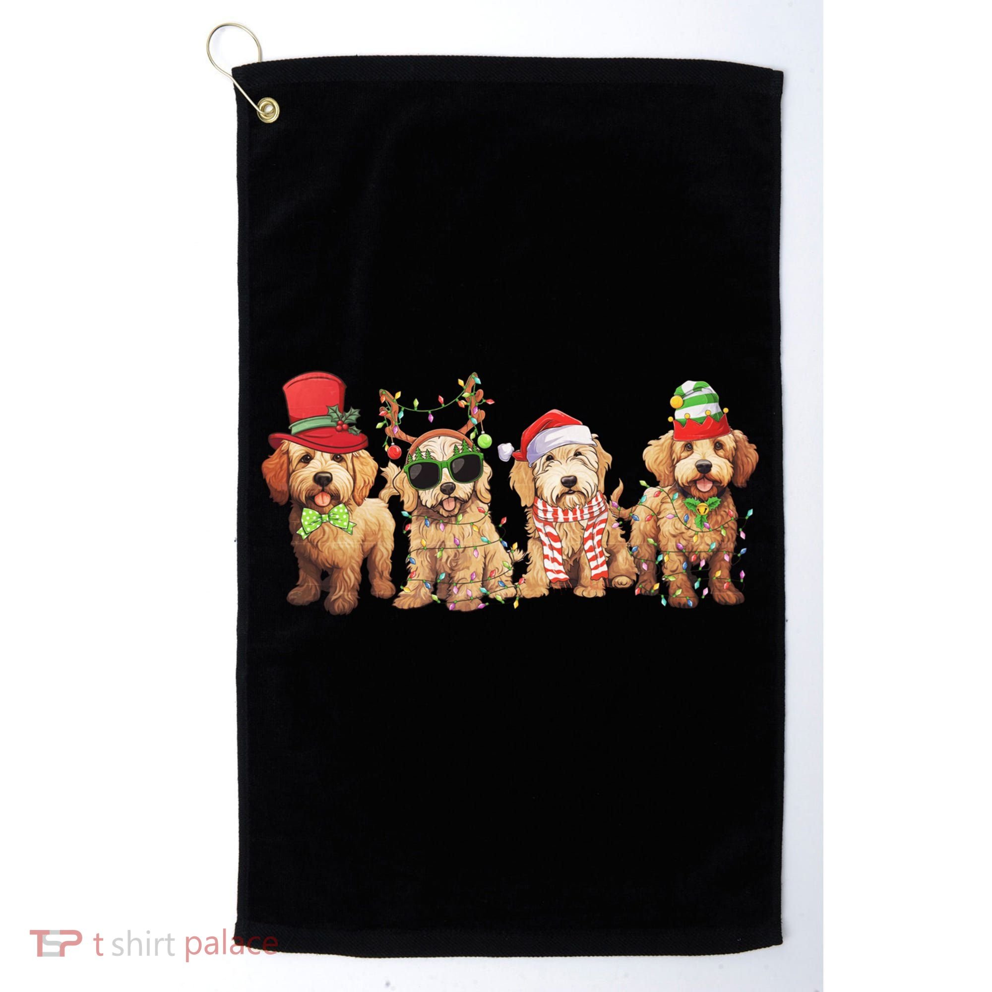 Golden Doodle Christmas Dogs Xmas Lights Christmas Xmas Tree Gift Golf Towel