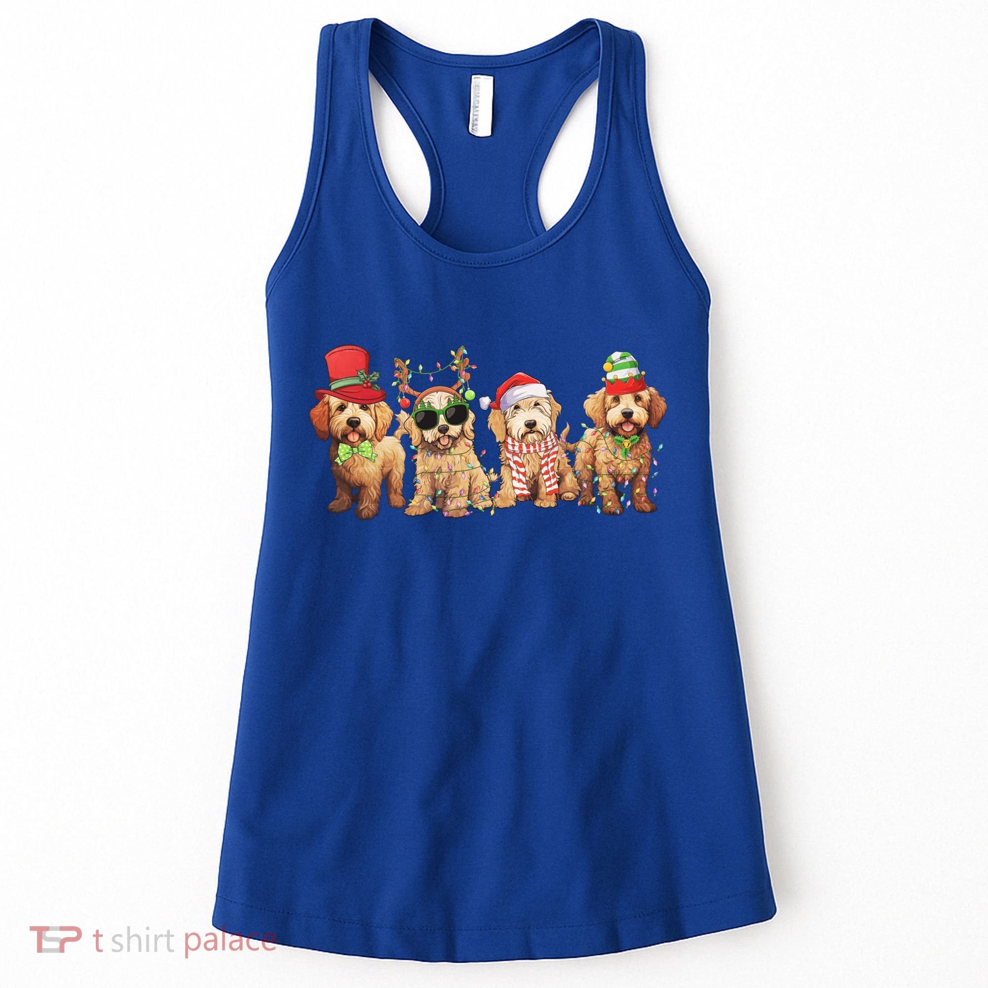 Golden Doodle Christmas Dogs Xmas Lights Christmas Xmas Tree Gift Women's Tank Top