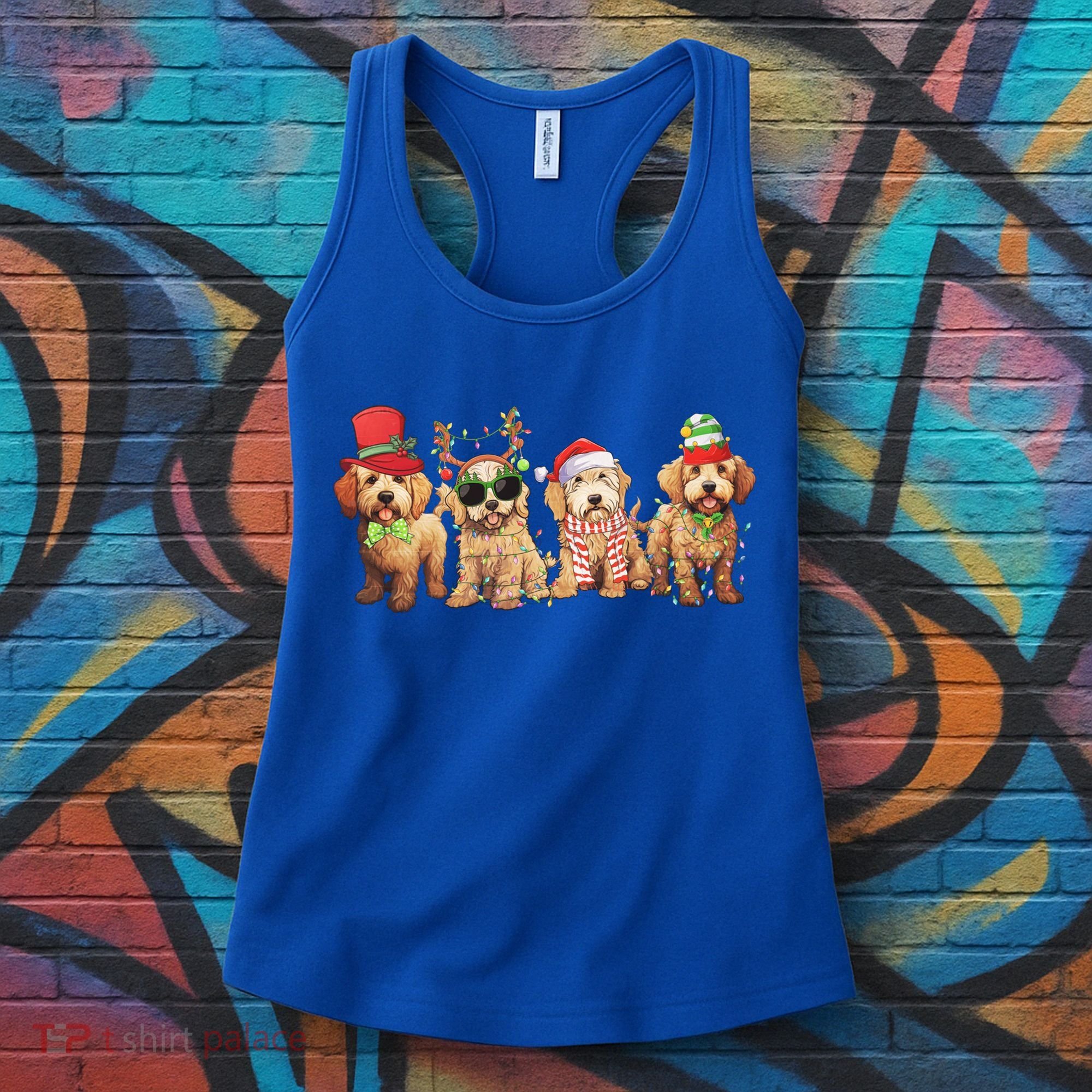 Golden Doodle Christmas Dogs Xmas Lights Christmas Xmas Tree Gift Women's Tank Top