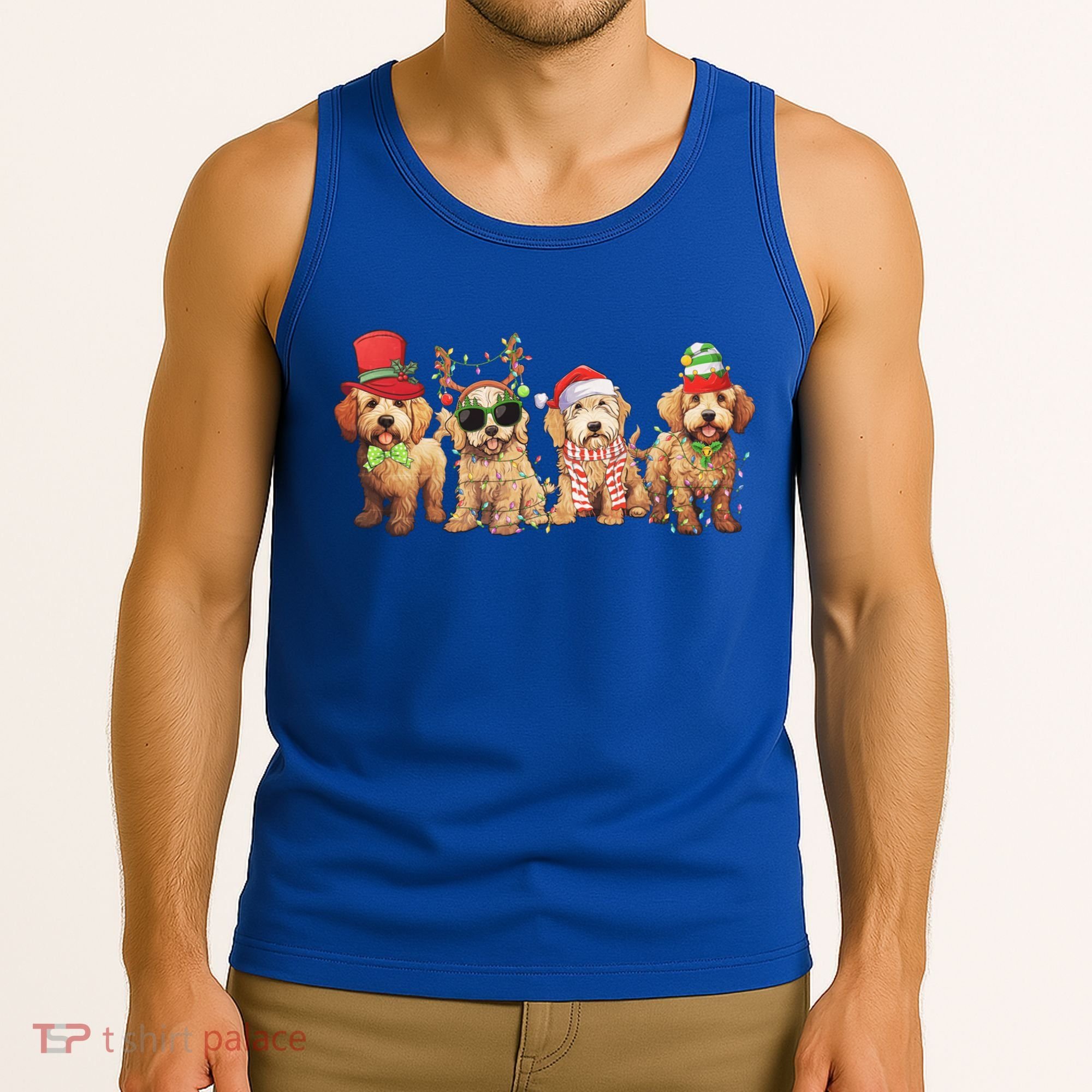 Golden Doodle Christmas Dogs Xmas Lights Christmas Xmas Tree Gift Tank Top