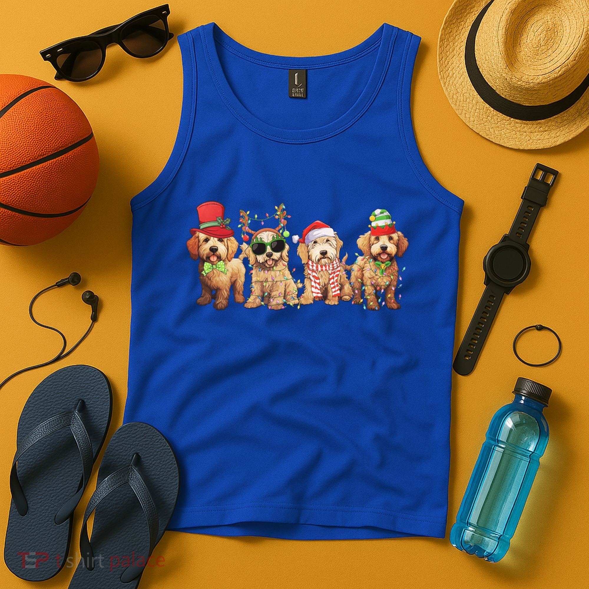 Golden Doodle Christmas Dogs Xmas Lights Christmas Xmas Tree Gift Tank Top