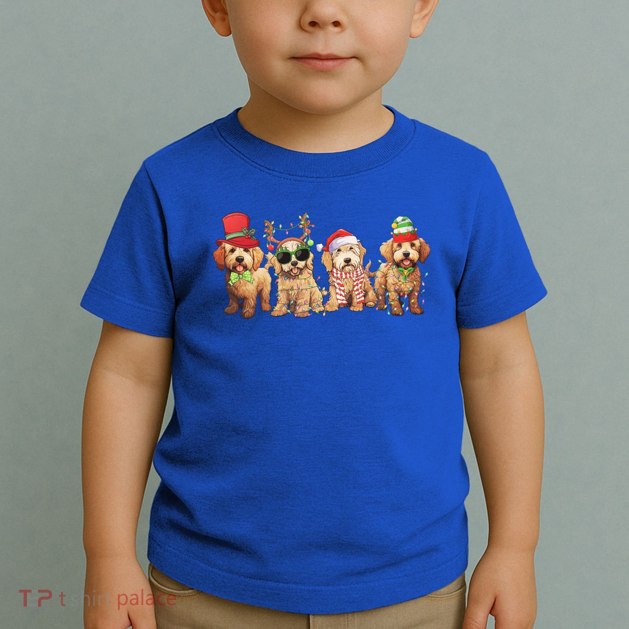 Golden Doodle Christmas Dogs Xmas Lights Christmas Xmas Tree Gift Toddler T-Shirt